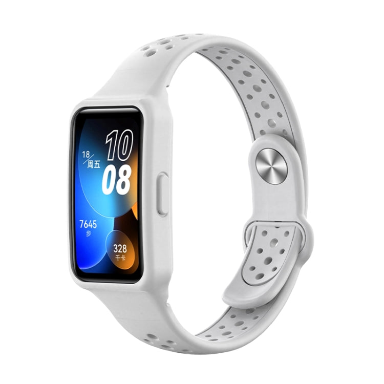 For Huawei Band 8 Integrated Solid Color Silicone Watch Band