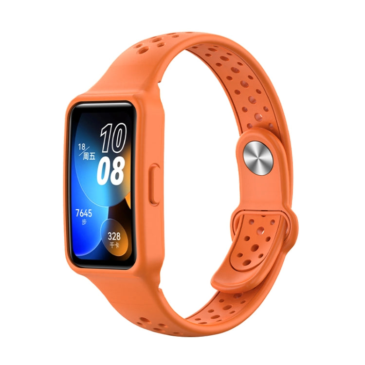 For Huawei Band 8 Integrated Solid Color Silicone Watch Band