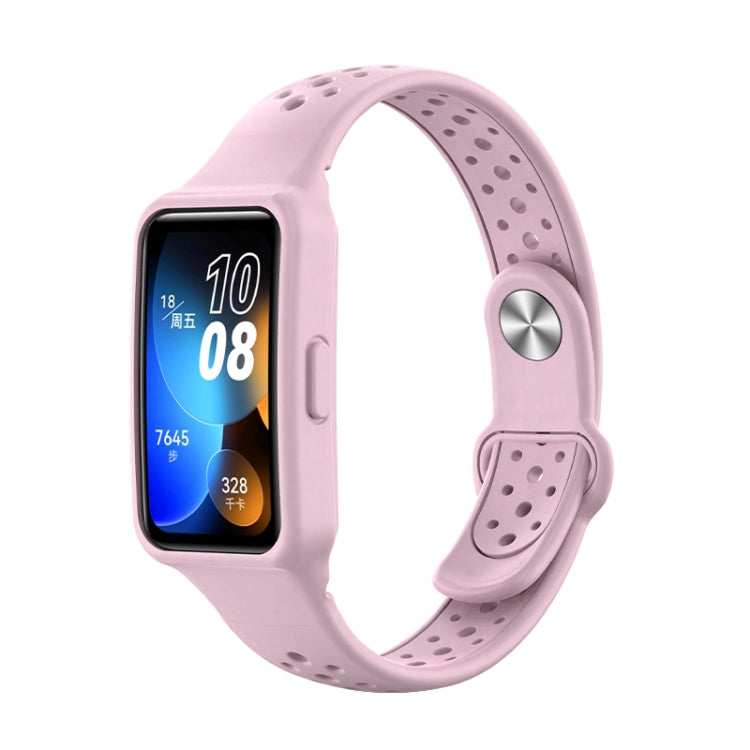 For Huawei Band 8 Integrated Solid Color Silicone Watch Band