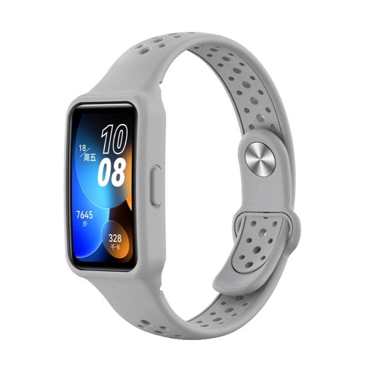 For Huawei Band 8 Integrated Solid Color Silicone Watch Band