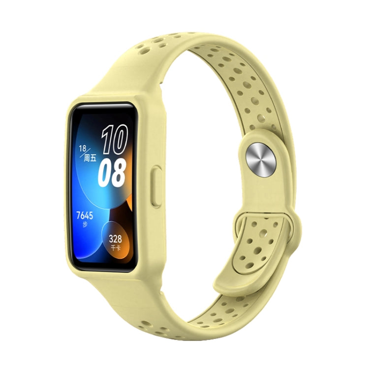 For Huawei Band 8 Integrated Solid Color Silicone Watch Band