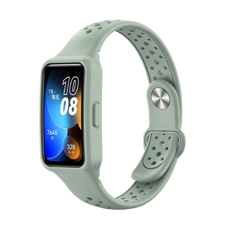 For Huawei Band 8 Integrated Solid Color Silicone Watch Band