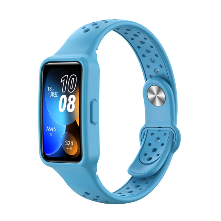 For Huawei Band 8 Integrated Solid Color Silicone Watch Band