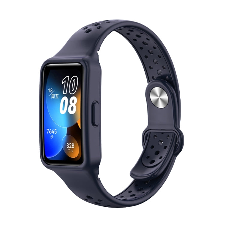 For Huawei Band 8 Integrated Solid Color Silicone Watch Band