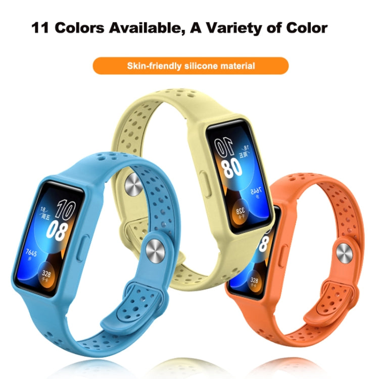 For Huawei Band 8 Integrated Solid Color Silicone Watch Band