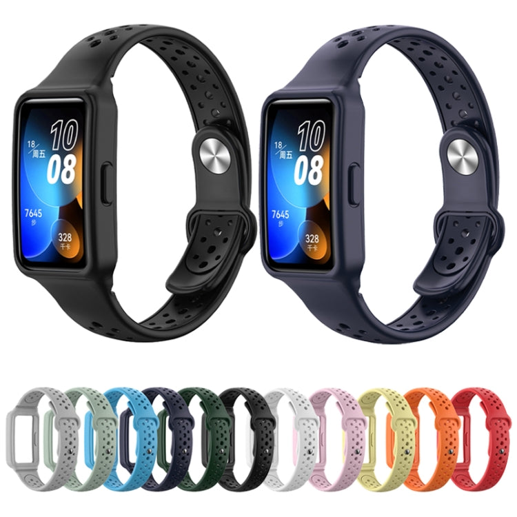 For Huawei Band 8 Integrated Solid Color Silicone Watch Band