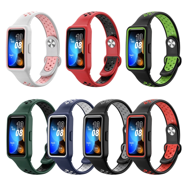 For Huawei Band 8 Integrated Two Color Silicone Watch Band