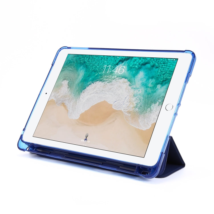 For iPad 9.7 (2018) & (2017) Airbag Horizontal Flip Leather Case with Three-fold Holder & Pen Holder
