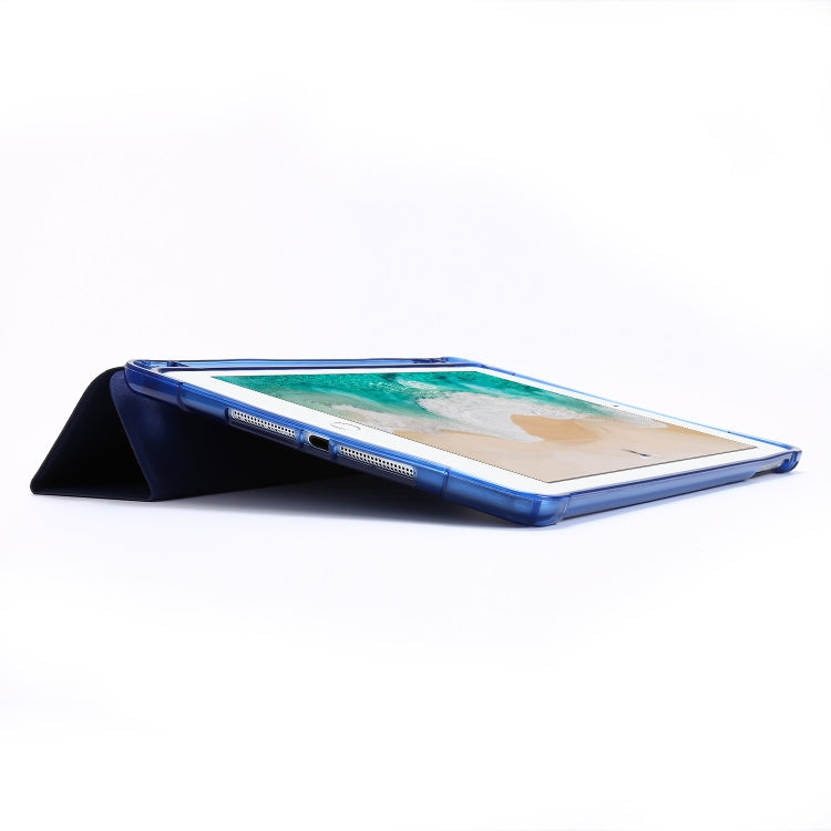 For iPad 9.7 (2018) & (2017) Airbag Horizontal Flip Leather Case with Three-fold Holder & Pen Holder