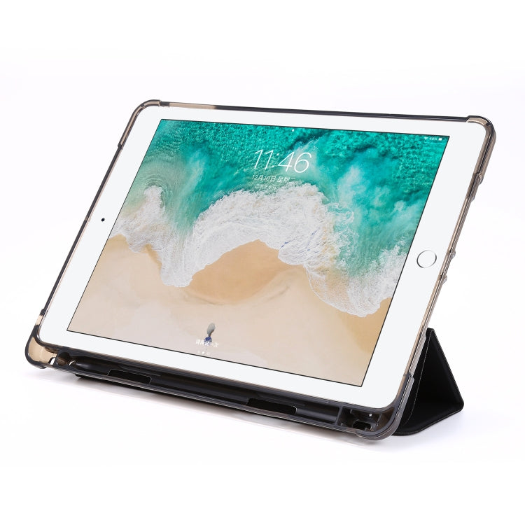 For iPad 9.7 (2018) & (2017) Airbag Horizontal Flip Leather Case with Three-fold Holder & Pen Holder