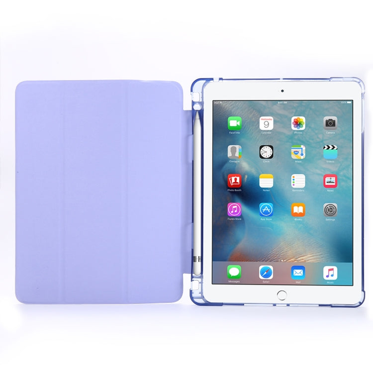 For iPad 9.7 (2018) & (2017) Airbag Horizontal Flip Leather Case with Three-fold Holder & Pen Holder