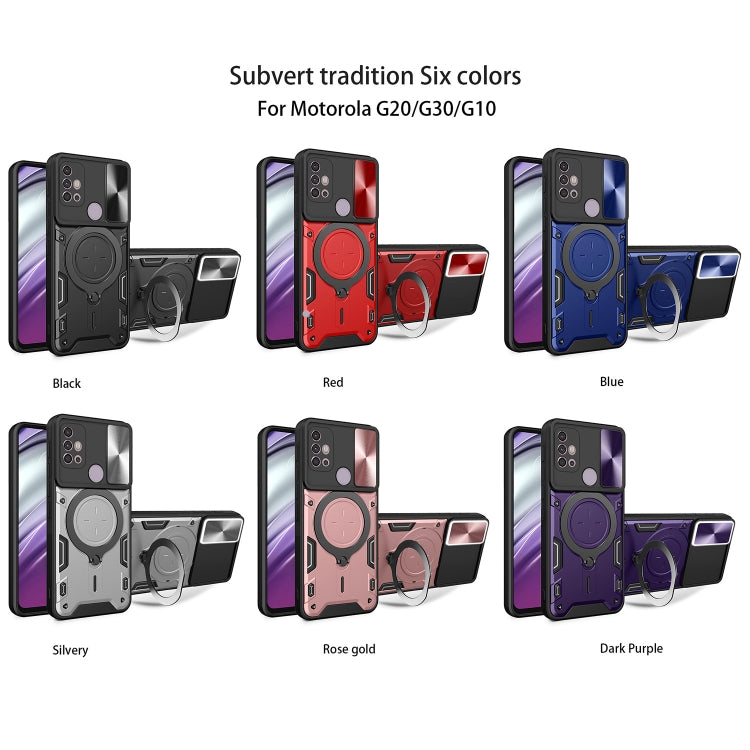 For Motorola Moto G30 / G20 / G10 CD Texture Sliding Camshield Magnetic Holder Phone Case
