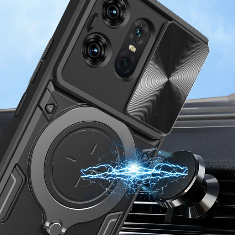 For Motorola Edge 50 Pro Global CD Texture Sliding Camshield Magnetic Holder Phone Case