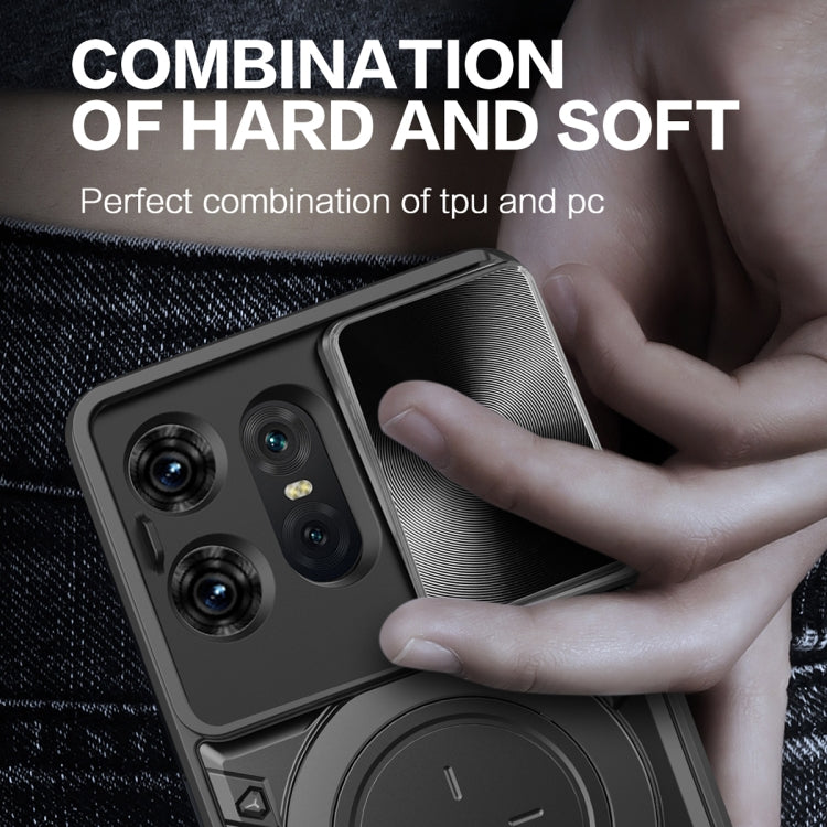 For Motorola Edge 50 Pro Global CD Texture Sliding Camshield Magnetic Holder Phone Case