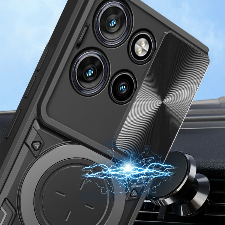 For Motorola Edge 50 Neo CD Texture Sliding Camshield Magnetic Holder Phone Case