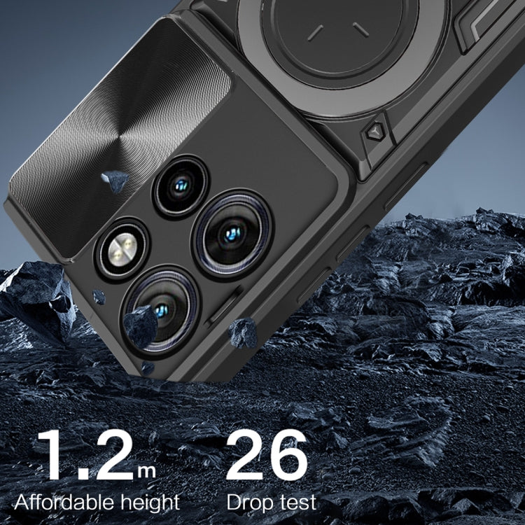 For Motorola Edge 50 Neo CD Texture Sliding Camshield Magnetic Holder Phone Case