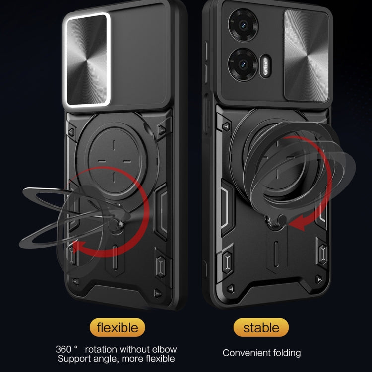 For Motorola Moto G35 CD Texture Sliding Camshield Magnetic Holder Phone Case