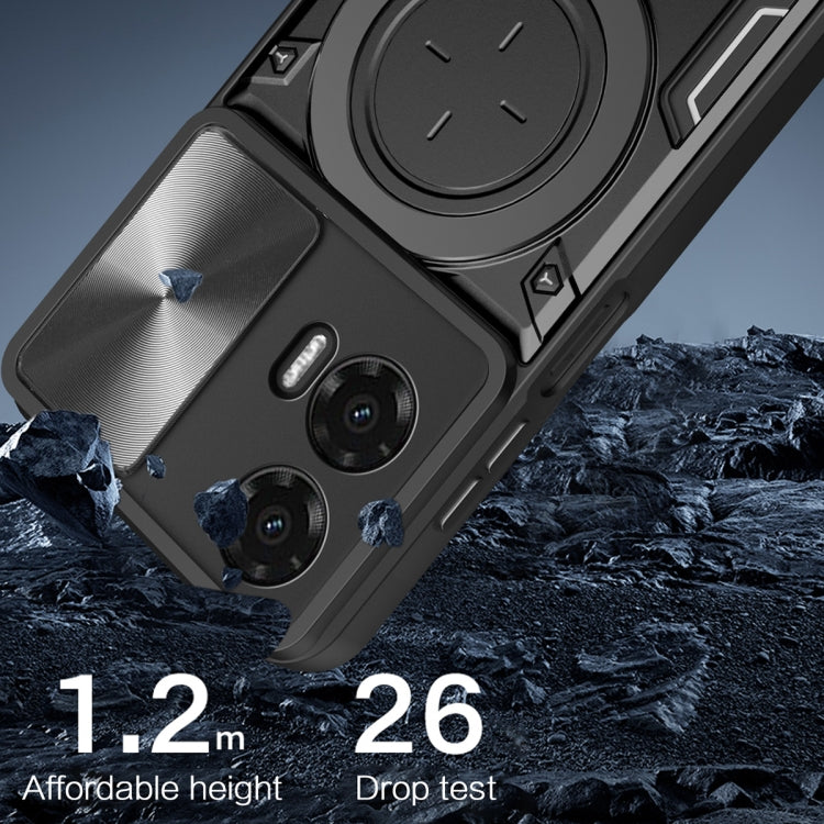 For Motorola Moto G35 CD Texture Sliding Camshield Magnetic Holder Phone Case