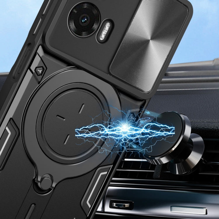 For Motorola Moto G35 CD Texture Sliding Camshield Magnetic Holder Phone Case