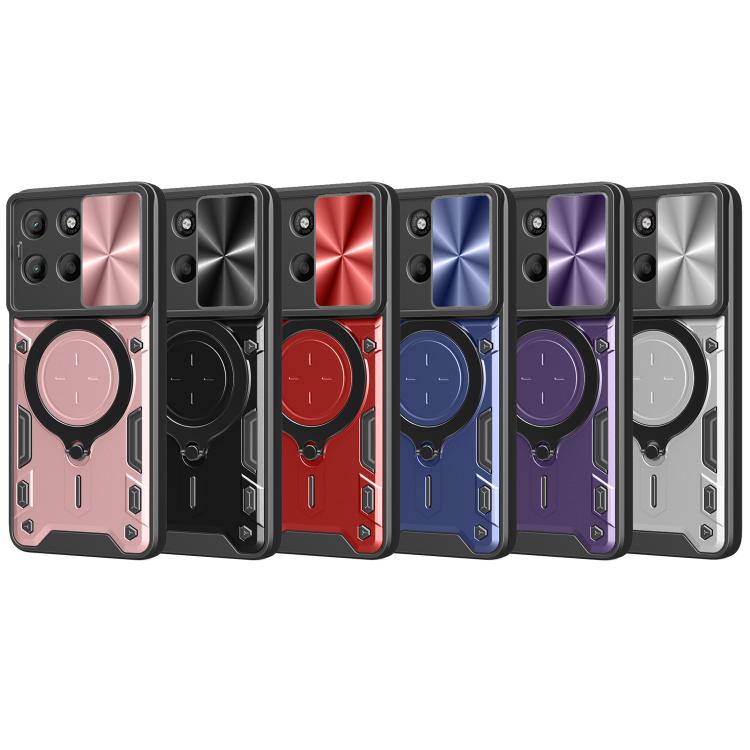For Motorola Moto G15 / G17 4G CD Texture Sliding Camshield Magnetic Holder Phone Case
