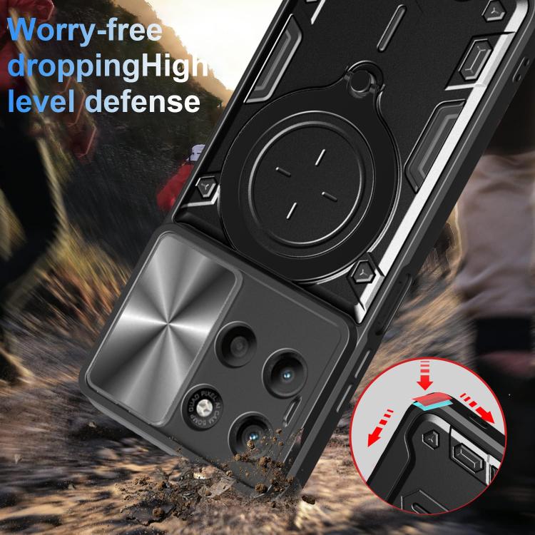 For Motorola Moto G15 / G17 4G CD Texture Sliding Camshield Magnetic Holder Phone Case