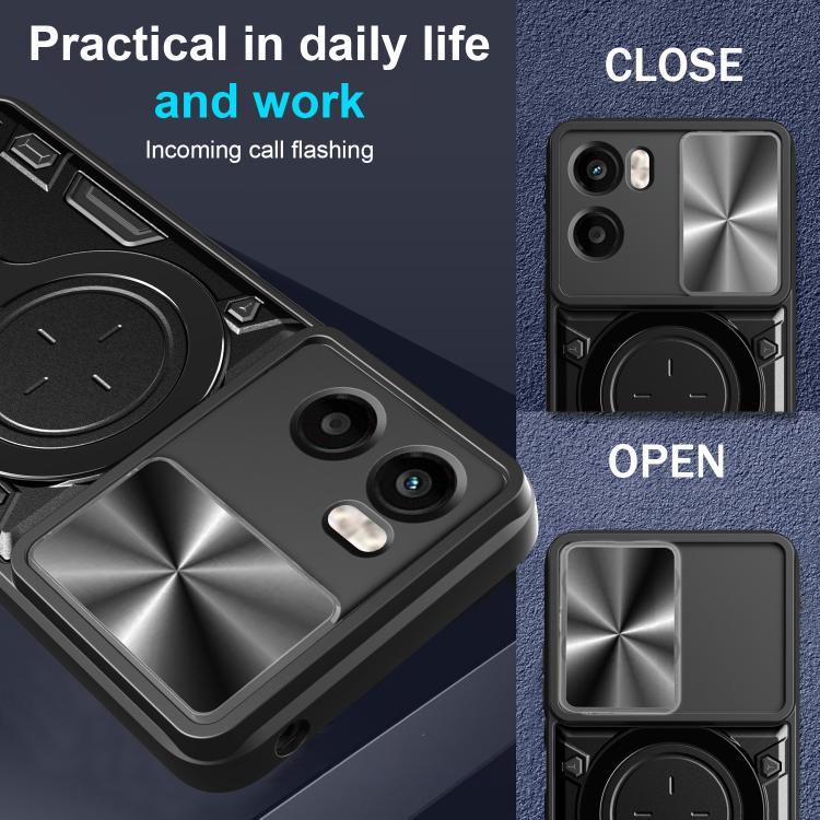 For Motorola Moto G05 CD Texture Sliding Camshield Magnetic Holder Phone Case