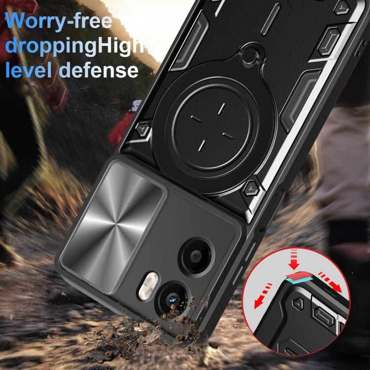 For Motorola Moto G05 CD Texture Sliding Camshield Magnetic Holder Phone Case