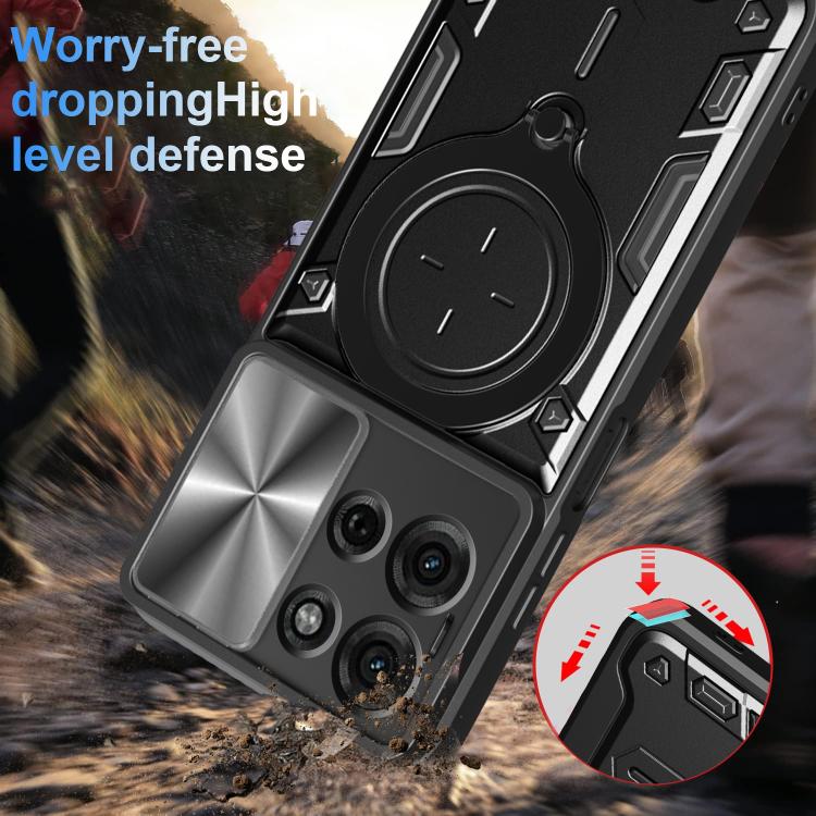 For Motorola Moto G75 5G CD Texture Sliding Camshield Magnetic Holder Phone Case