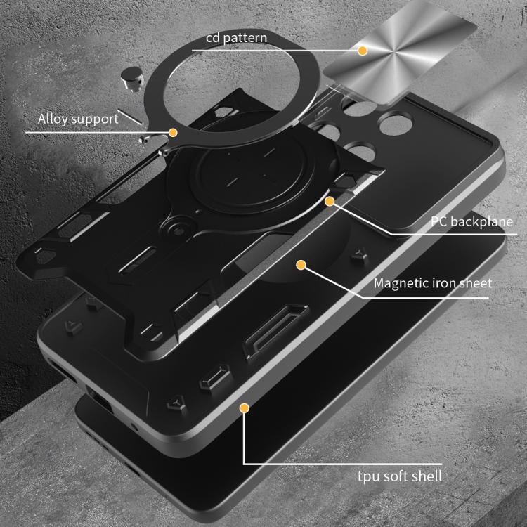 For Motorola Moto G75 5G CD Texture Sliding Camshield Magnetic Holder Phone Case