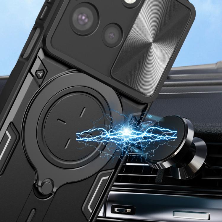 For Motorola Moto G 2025 CD Texture Sliding Camshield Magnetic Holder Phone Case