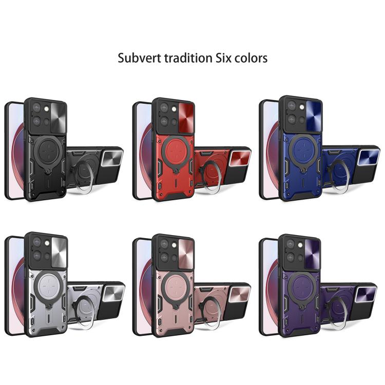 For Motorola Moto G 2025 CD Texture Sliding Camshield Magnetic Holder Phone Case