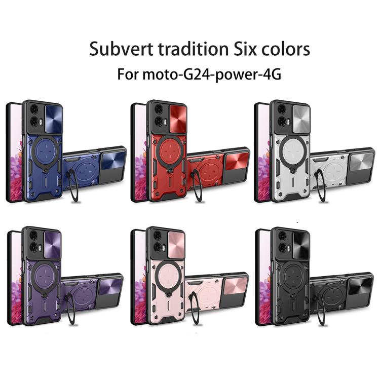 For Motorola Moto G24 Power CD Texture Sliding Camshield Magnetic Holder Phone Case