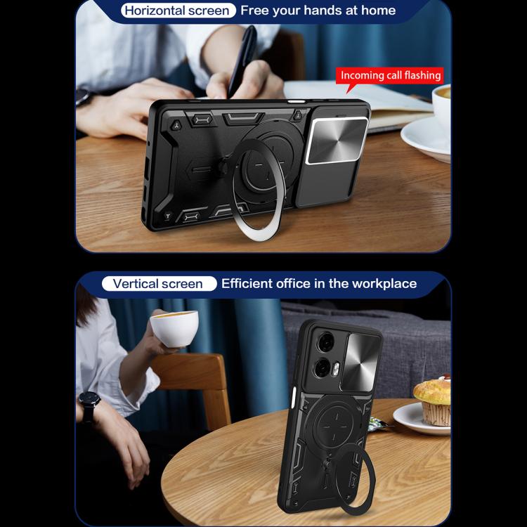 For Motorola Moto G24 Power CD Texture Sliding Camshield Magnetic Holder Phone Case
