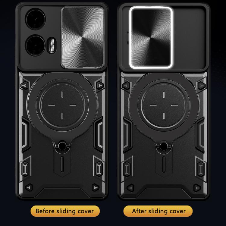 For Motorola Moto G24 Power CD Texture Sliding Camshield Magnetic Holder Phone Case