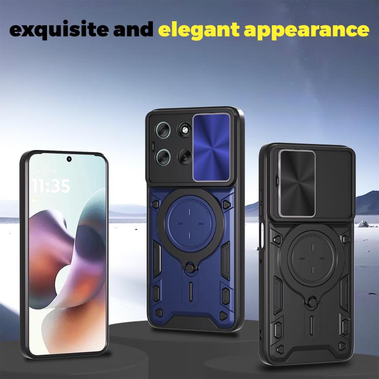 For Motorola Moto G56 5G CD Texture Sliding Camshield Magnetic Holder Phone Case