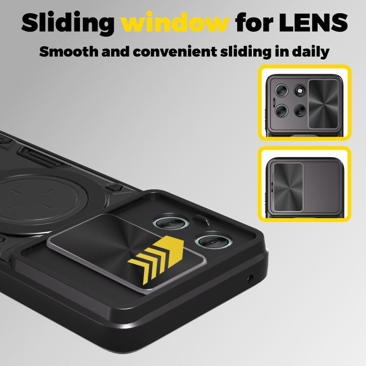 For Motorola Moto G56 5G CD Texture Sliding Camshield Magnetic Holder Phone Case