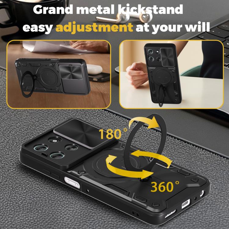 For Motorola Moto G56 5G CD Texture Sliding Camshield Magnetic Holder Phone Case