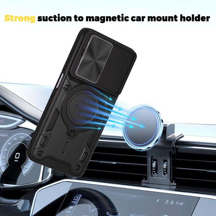 For Motorola Moto G56 5G CD Texture Sliding Camshield Magnetic Holder Phone Case