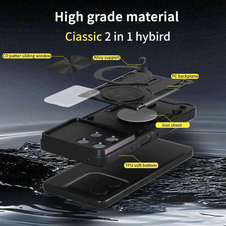 For Motorola Moto G56 5G CD Texture Sliding Camshield Magnetic Holder Phone Case