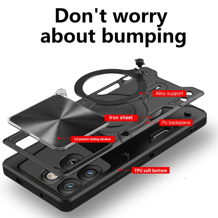 For Motorola Edge 70 5G CD Texture Sliding Camshield Magnetic Holder Phone Case