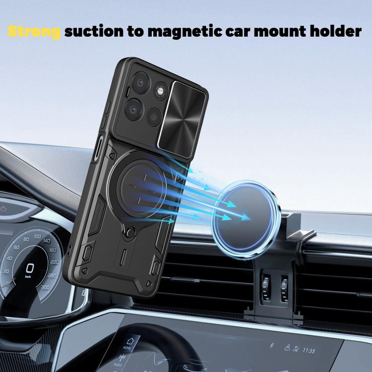 For Motorola Moto G67 Power 5G CD Texture Sliding Camshield Magnetic Holder Phone Case