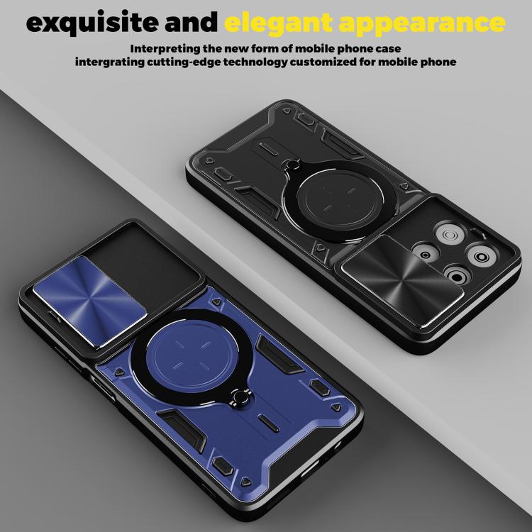 For Motorola Moto G67 Power 5G CD Texture Sliding Camshield Magnetic Holder Phone Case