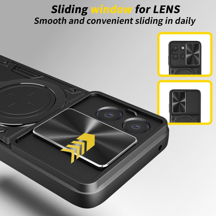 For Motorola Moto G67 Power 5G CD Texture Sliding Camshield Magnetic Holder Phone Case