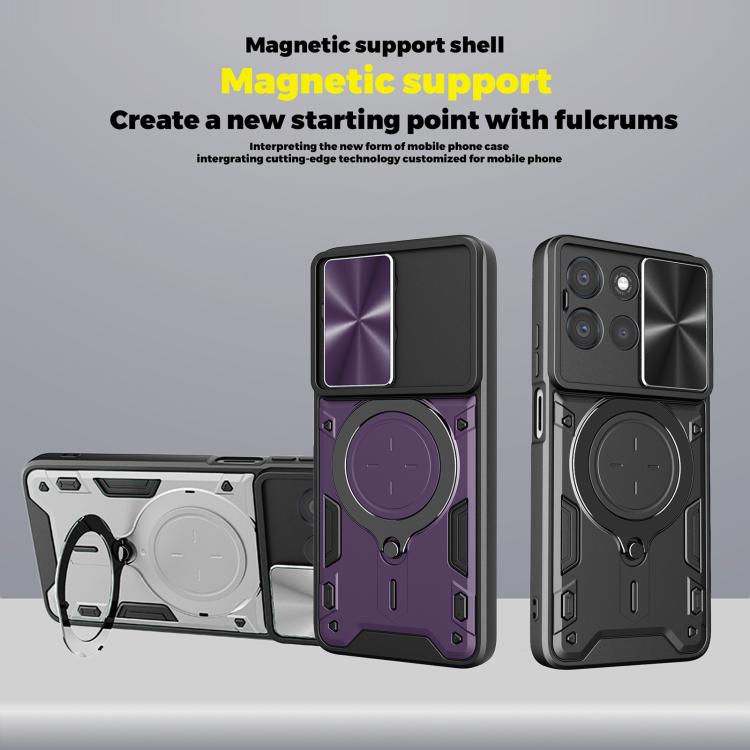 For Motorola Moto G67 Power 5G CD Texture Sliding Camshield Magnetic Holder Phone Case