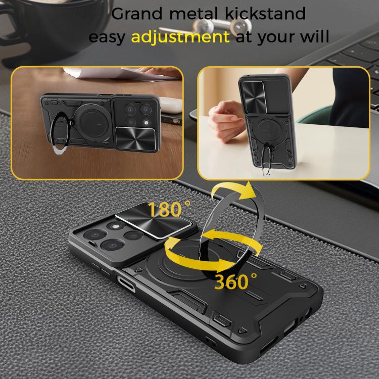 For Motorola Moto G67 Power 5G CD Texture Sliding Camshield Magnetic Holder Phone Case