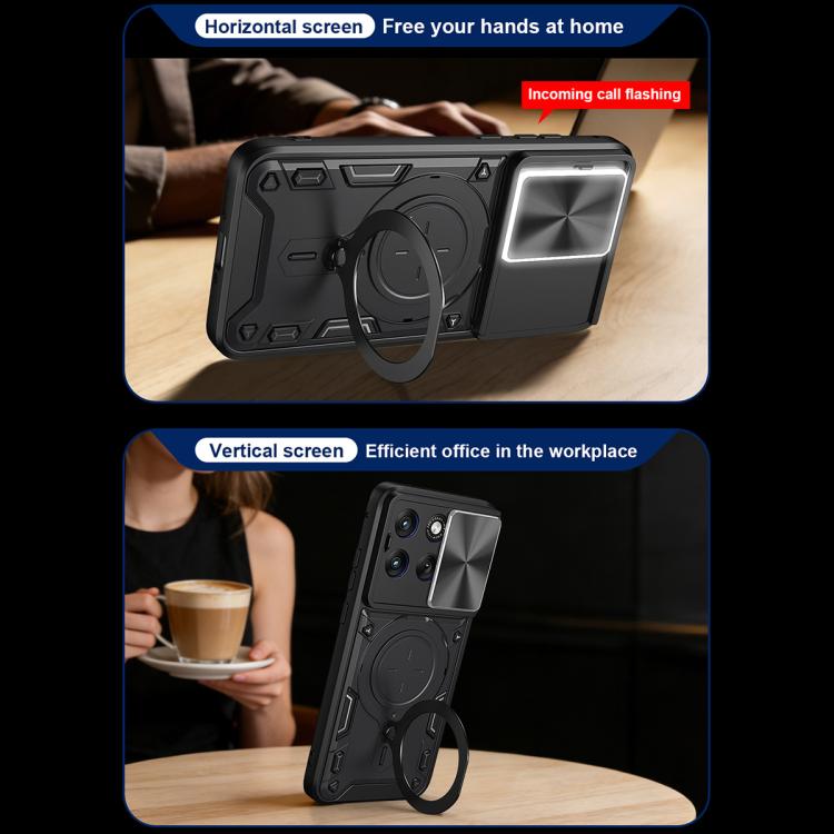 For Motorola Edge 70 Fusion 5G CD Texture Sliding Camshield Magnetic Holder Phone Case