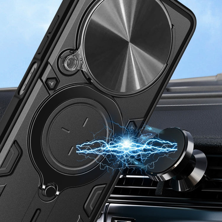 For OPPO Reno12 F 5G Global CD Texture Sliding Camshield Magnetic Holder Phone Case