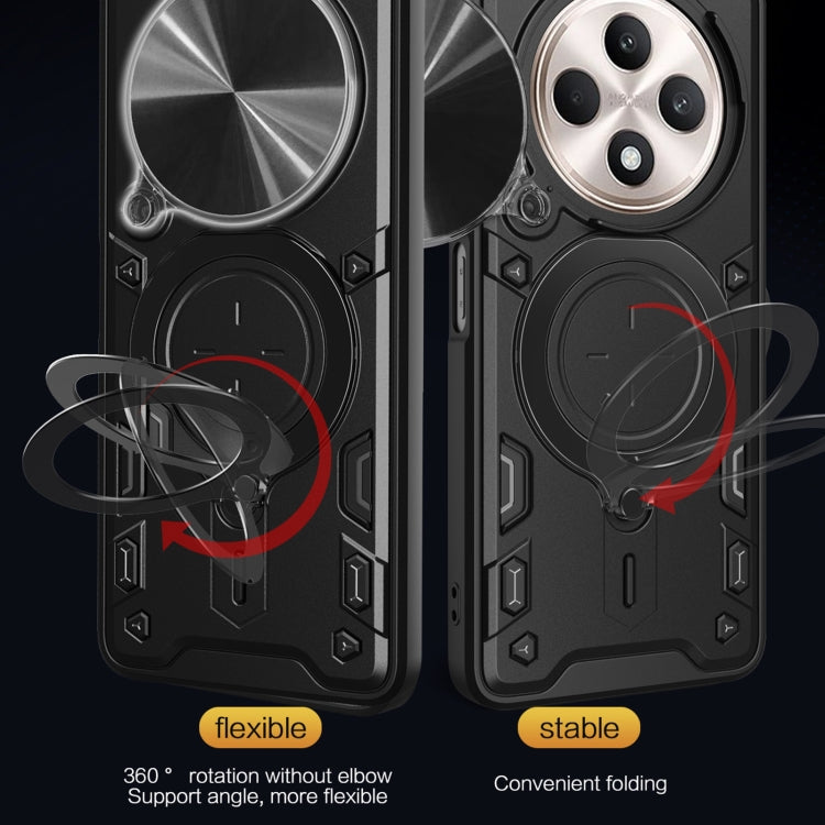 For OPPO Reno12 F 5G Global CD Texture Sliding Camshield Magnetic Holder Phone Case