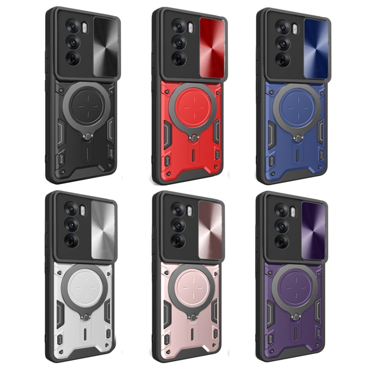 For OPPO Reno12 Pro 5G Global CD Texture Sliding Camshield Magnetic Holder Phone Case