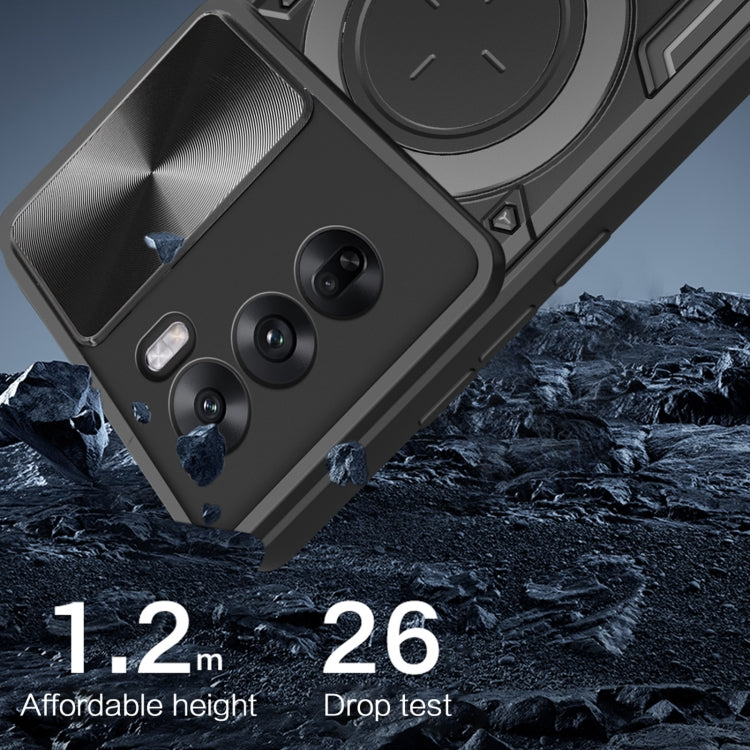 For OPPO Reno12 Pro 5G Global CD Texture Sliding Camshield Magnetic Holder Phone Case